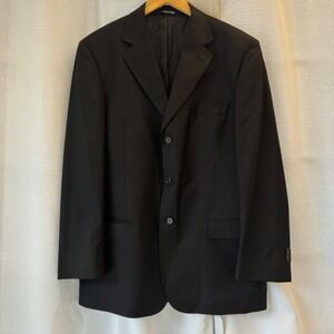 Zanetti Roma Italian 100% Wool Black 3 Button Blazer Jacket Super‎ 150s Mens XL